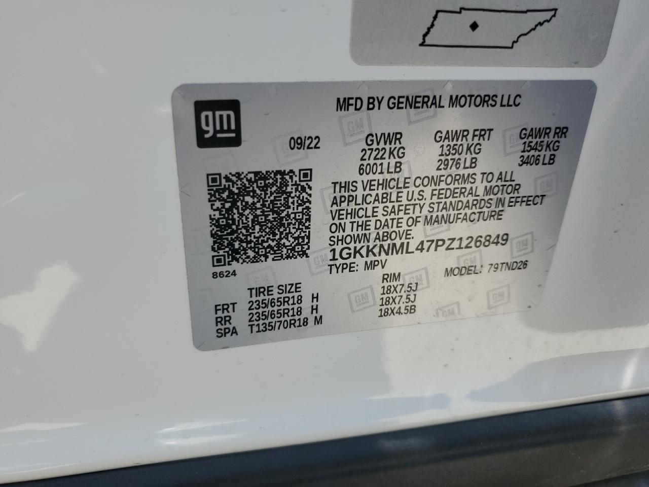 2023 GMC Acadia Slt VIN: 1GKKNML47PZ126849 Lot: 63824955