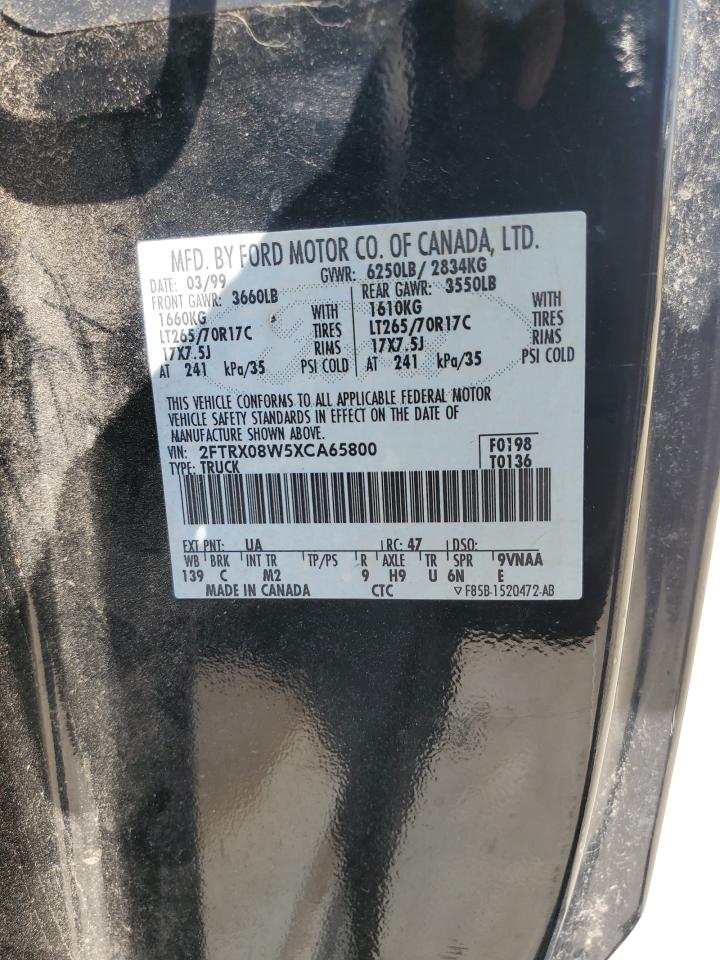 1999 Ford F150 VIN: 2FTRX08W5XCA65800 Lot: 60600325