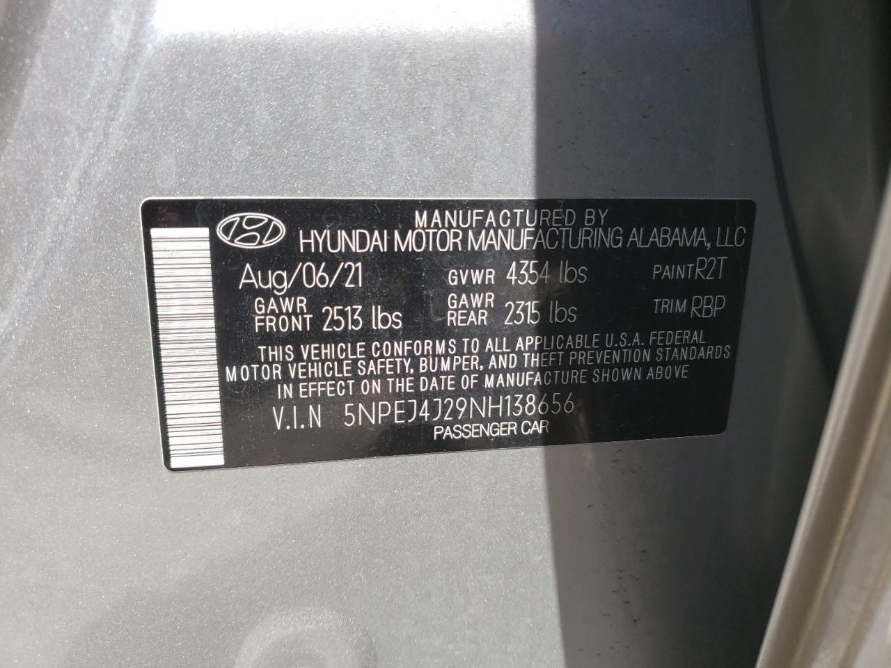 2022 Hyundai Sonata Sel Plus VIN: 5NPEJ4J29NH138656 Lot: 64212655