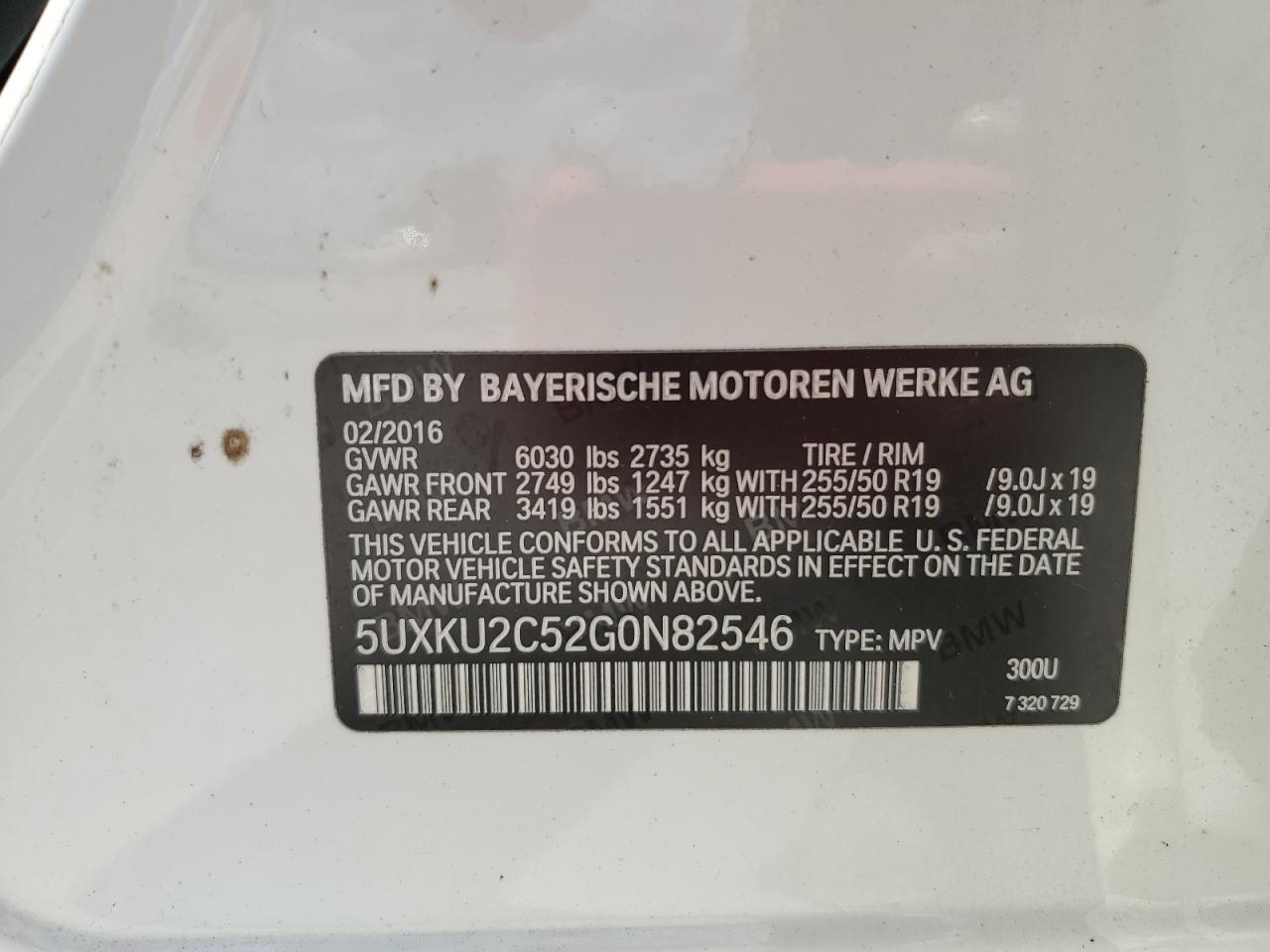 2016 BMW X6 xDrive35I VIN: 5UXKU2C52G0N82546 Lot: 65384435
