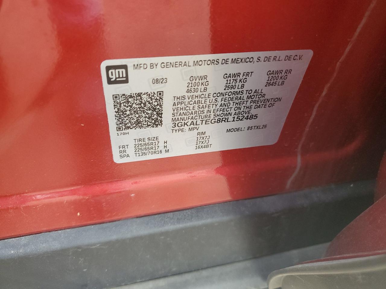 2024 GMC Terrain Sle VIN: 3GKALTEG8RL152485 Lot: 62596595