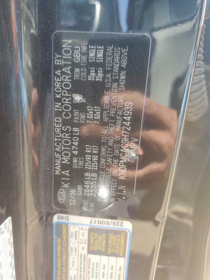 2017 Kia Sportage Lx VIN: KNDPMCAC9H7244939 Lot: 63711265