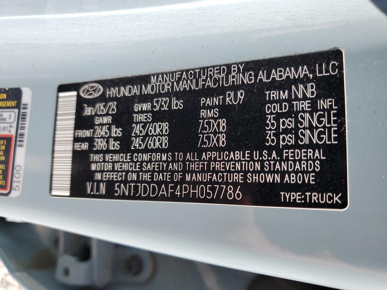 2023 Hyundai Santa Cruz Sel Premium VIN: 5NTJDDAF4PH057786 Lot: 65696745
