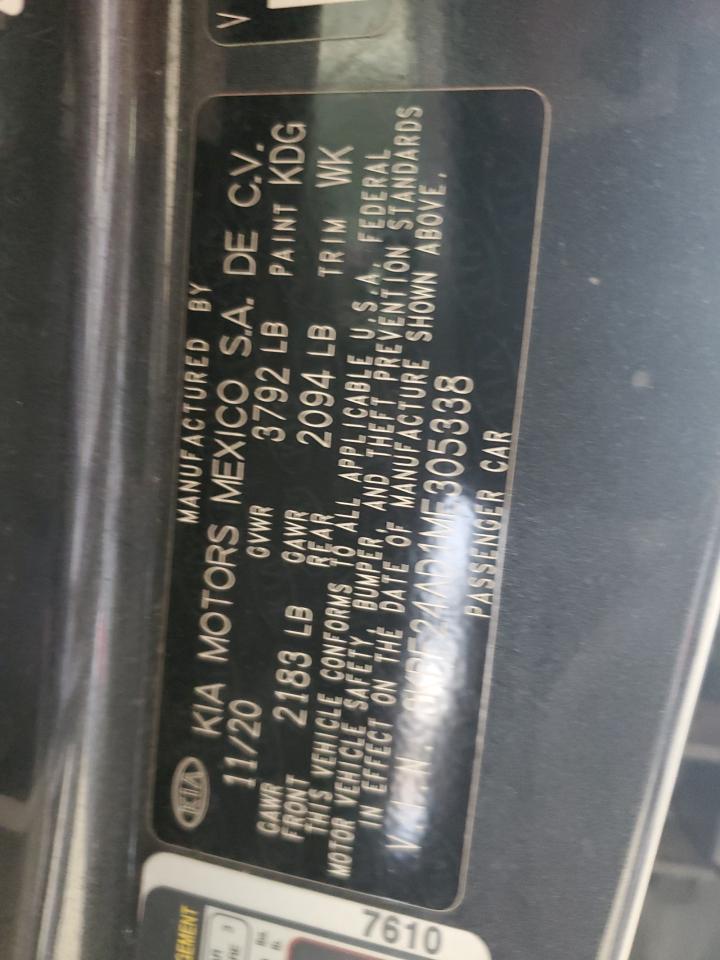 2021 Kia Forte Fe VIN: 3KPF24AD1ME305338 Lot: 63745105