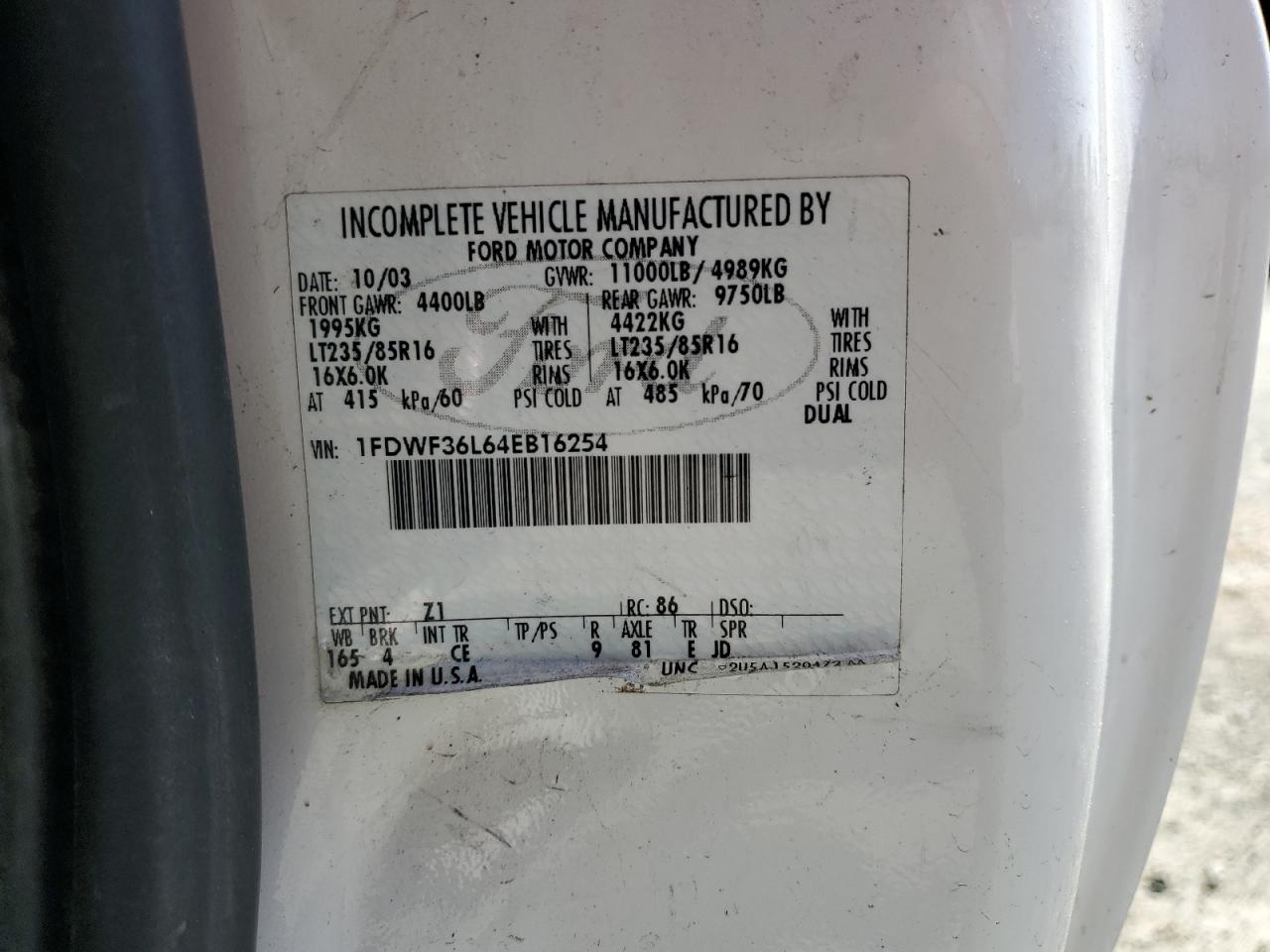 2004 Ford F350 Super Duty VIN: 1FDWF36L64EB16254 Lot: 63521095