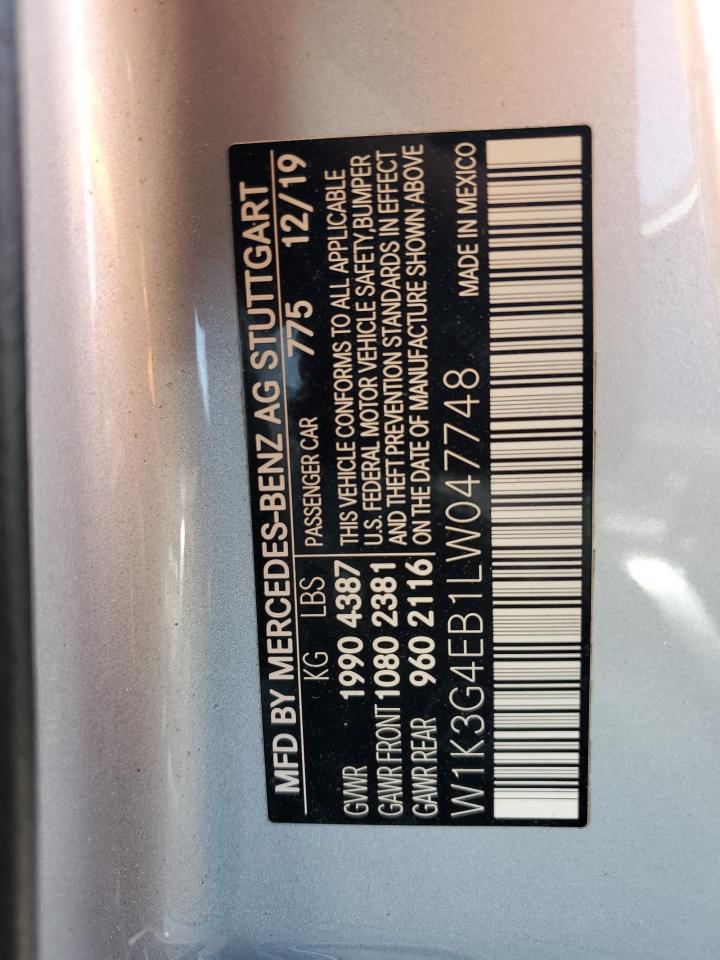 2020 Mercedes-Benz A 220 VIN: W1K3G4EB1LW047748 Lot: 64860915