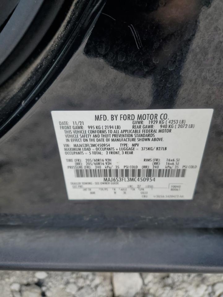 2021 Ford Ecosport S VIN: MAJ6S3FL3MC450954 Lot: 64610145