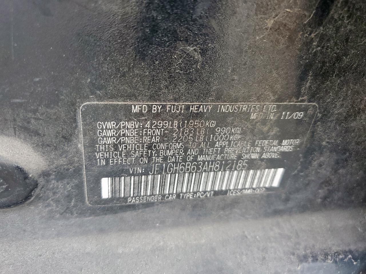 2010 Subaru Impreza 2.5I Premium VIN: JF1GH6B63AH812185 Lot: 64214315