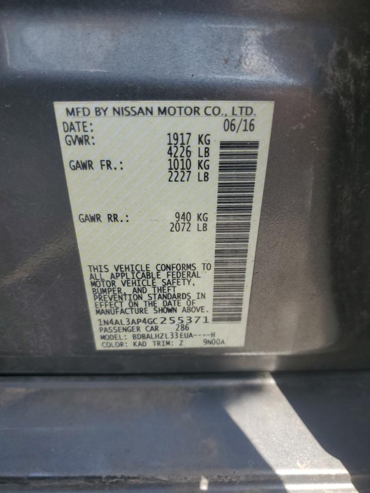 2016 Nissan Altima 2.5 VIN: 1N4AL3AP4GC255371 Lot: 65140165