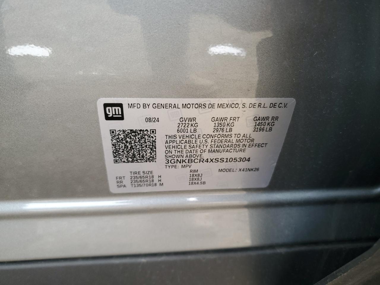 3gnkbcr4xss105304 3GNKBCR4XSS105304 2025 Chevrolet Blazer 2Lt