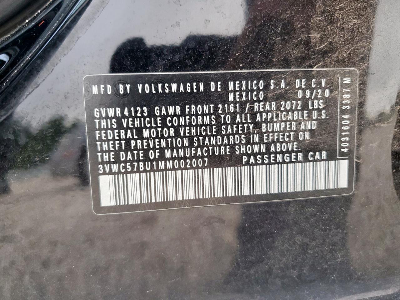 2021 Volkswagen Jetta S VIN: 3VWC57BU1MM002007 Lot: 64407575
