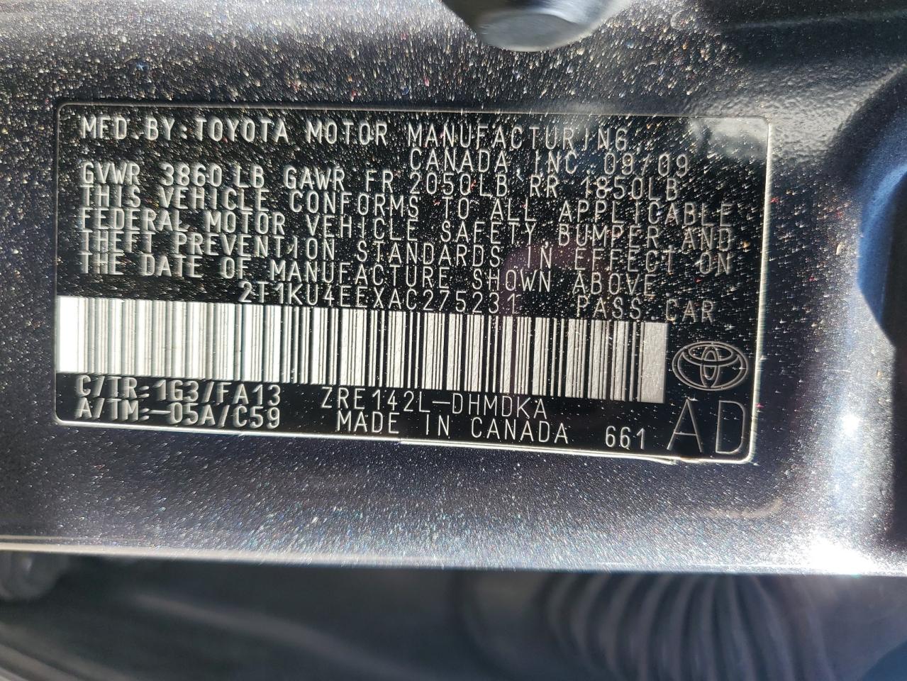 2010 Toyota Corolla Matrix VIN: 2T1KU4EEXAC275231 Lot: 62780495