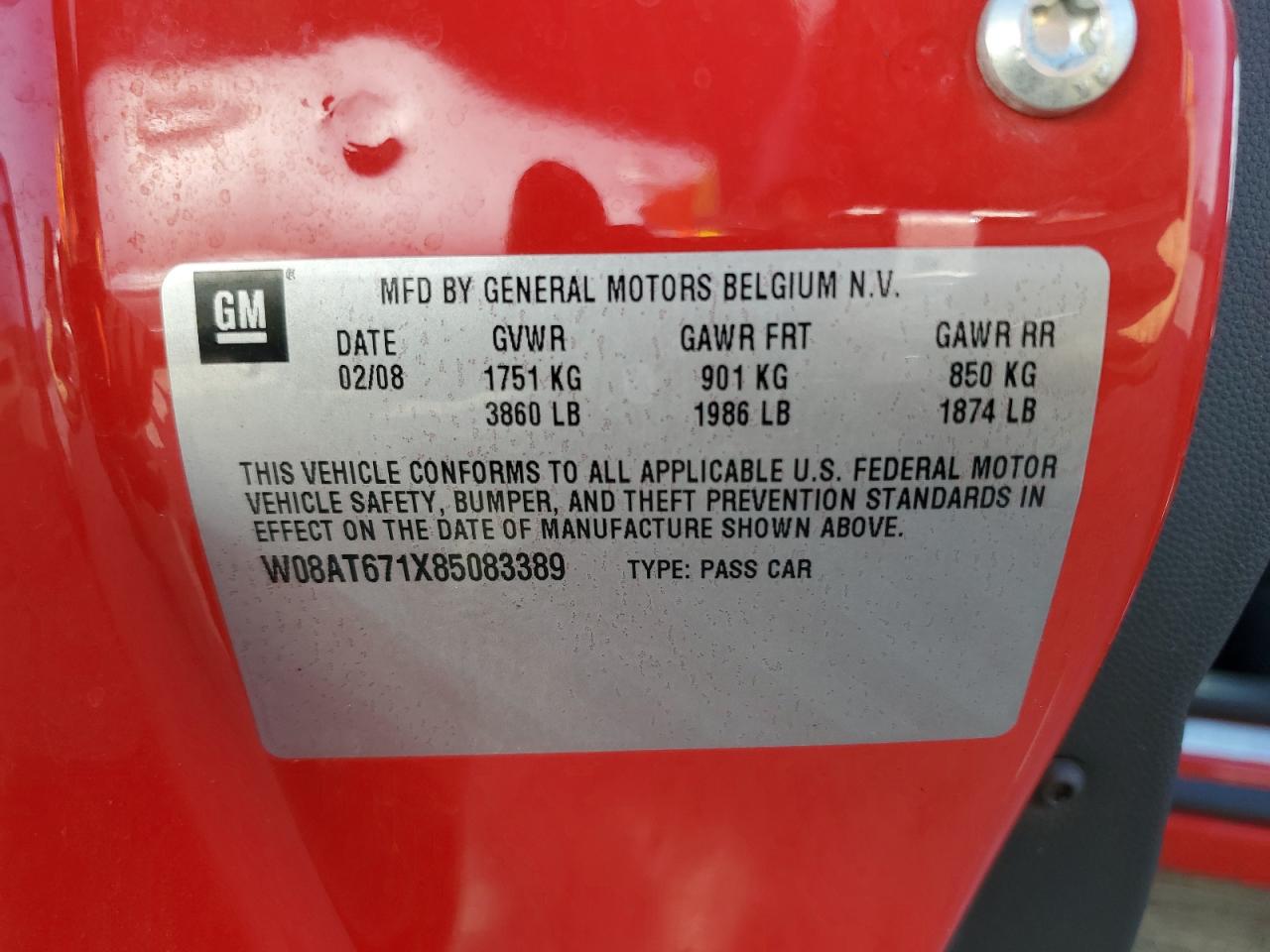 2008 Saturn Astra Xr VIN: W08AT671X85083389 Lot: 64138145