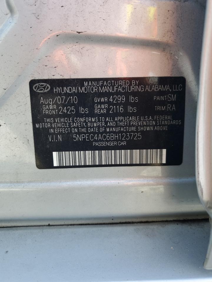 2011 Hyundai Sonata Se VIN: 5NPEC4AC6BH123725 Lot: 64258245