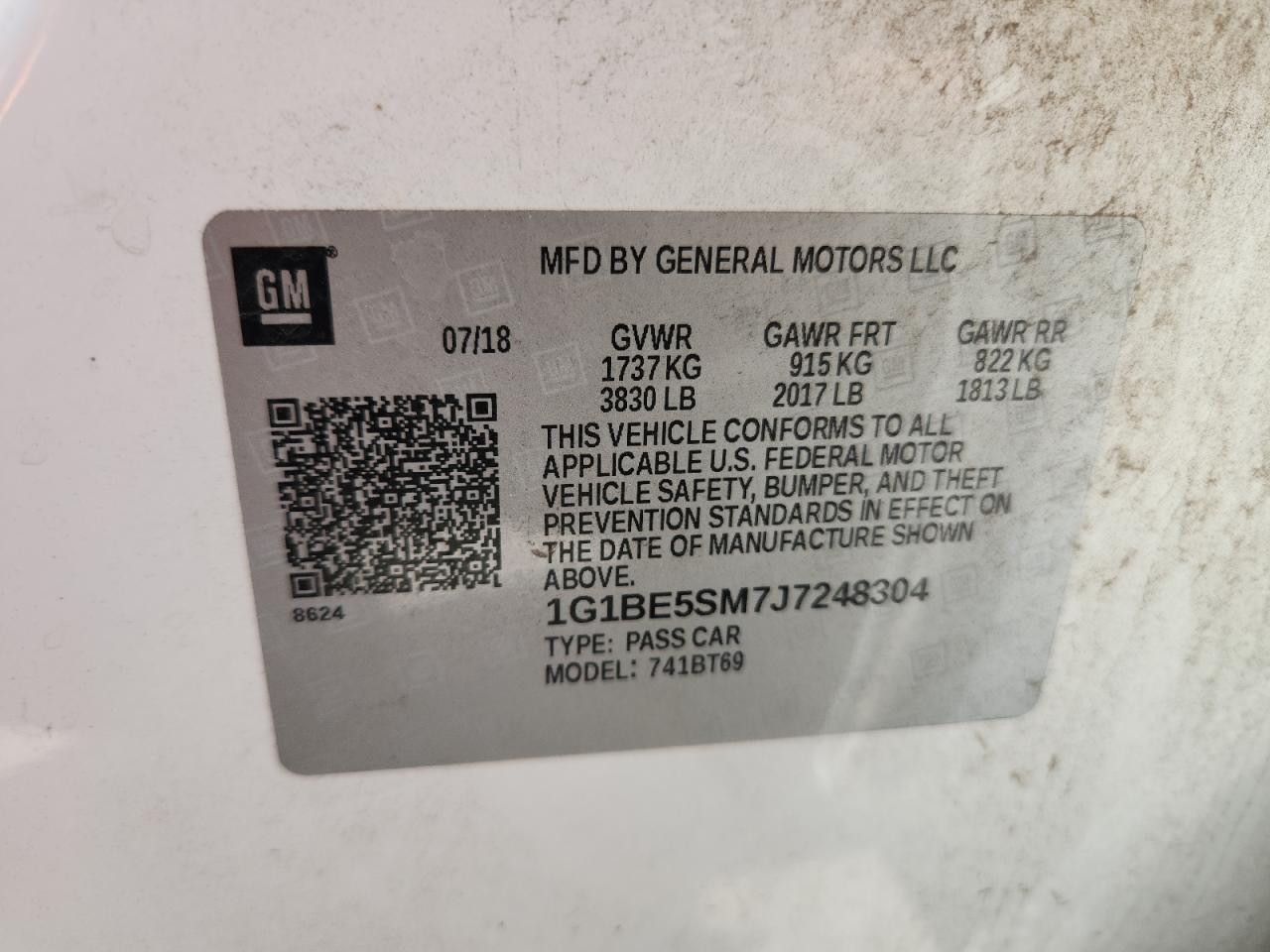 2018 Chevrolet Cruze Lt VIN: 1G1BE5SM7J7248304 Lot: 65362885