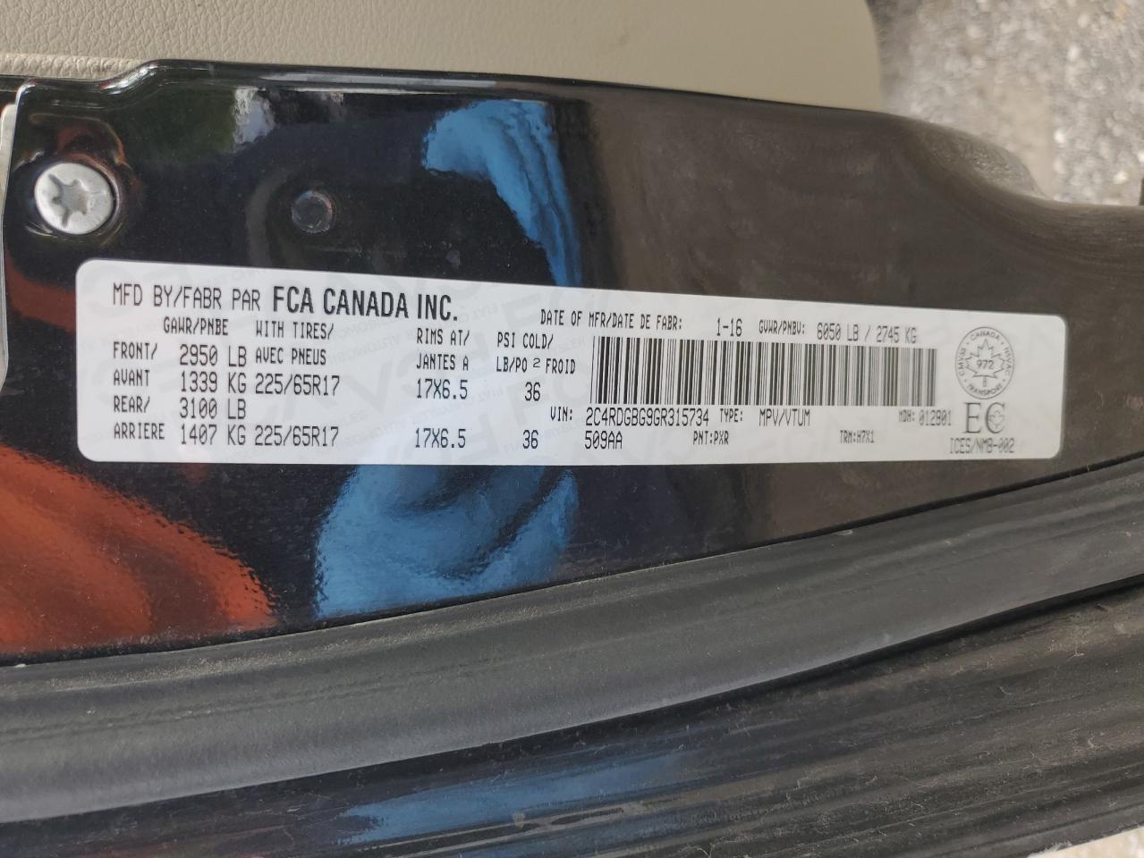 2016 Dodge Grand Caravan Se VIN: 2C4RDGBG9GR315734 Lot: 66676075