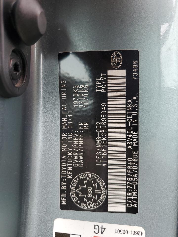 2011 Toyota Camry Base VIN: 4T1BF3EK3BU695049 Lot: 63842545