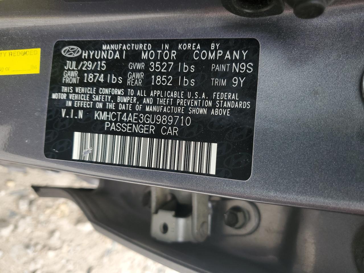 2016 Hyundai Accent Se VIN: KMHCT4AE3GU989710 Lot: 63983785