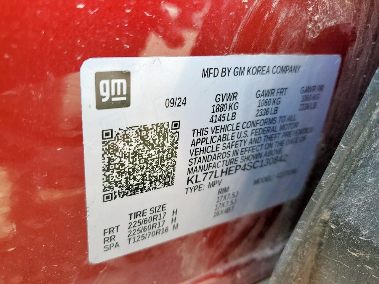 2025 Chevrolet Trax 1Lt VIN: KL77LHEP4SC130842 Lot: 63605915