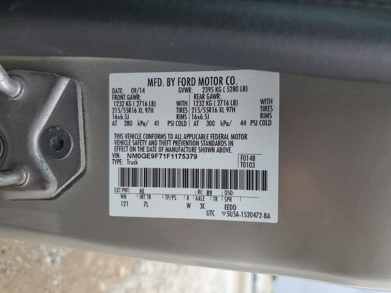 2015 Ford Transit Connect Xlt VIN: NM0GE9F71F1175379 Lot: 66936435