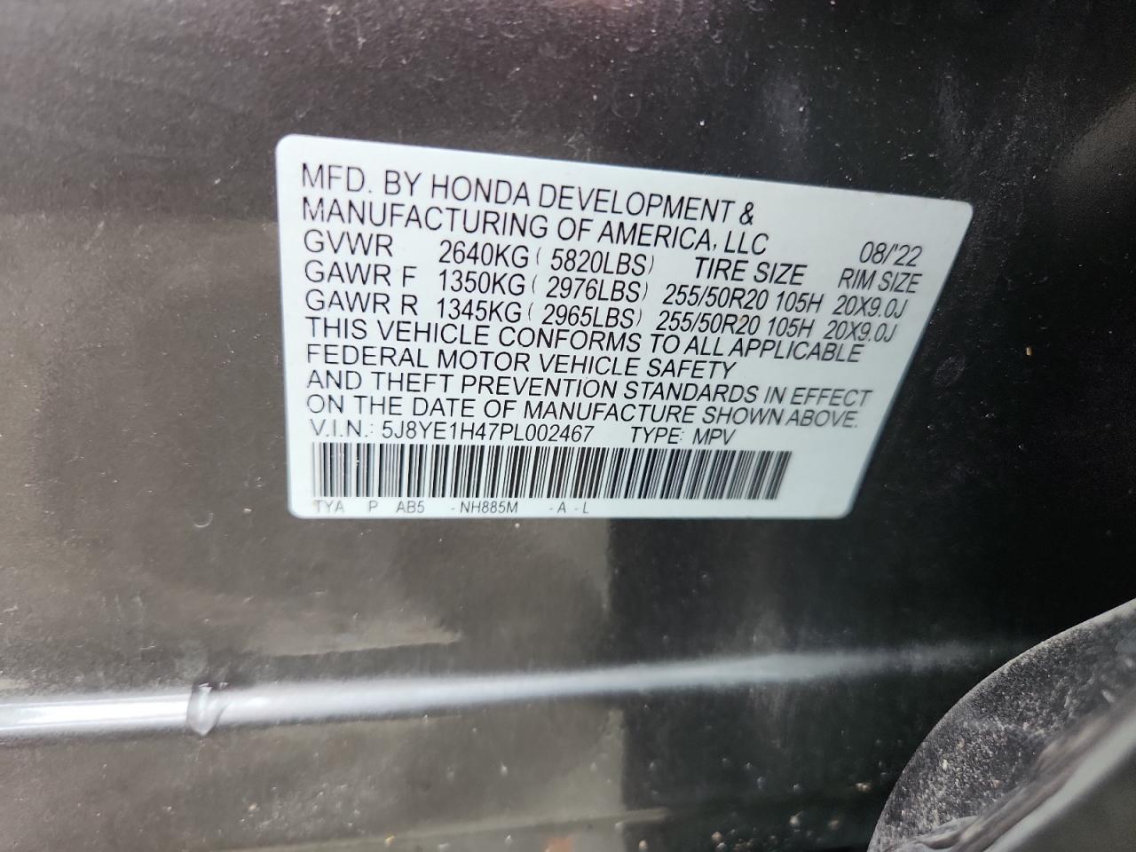 5j8ye1h47pl002467 5J8YE1H47PL002467 2023 Acura Mdx Technology