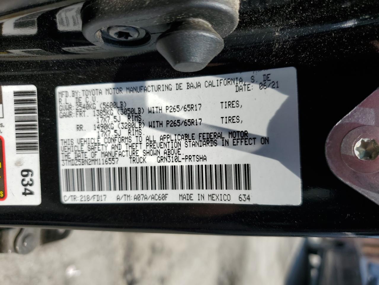 2021 Toyota Tacoma Double Cab VIN: 3TMDZ5BN2MM116557 Lot: 64809285