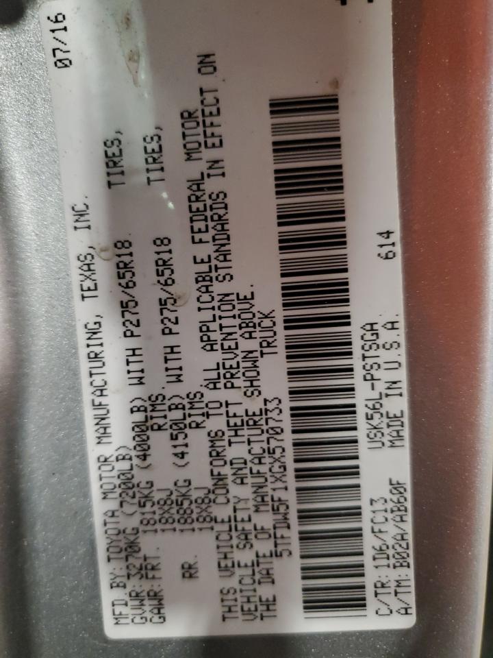 2016 Toyota Tundra Crewmax Sr5 VIN: 5TFDW5F1XGX570733 Lot: 65429845