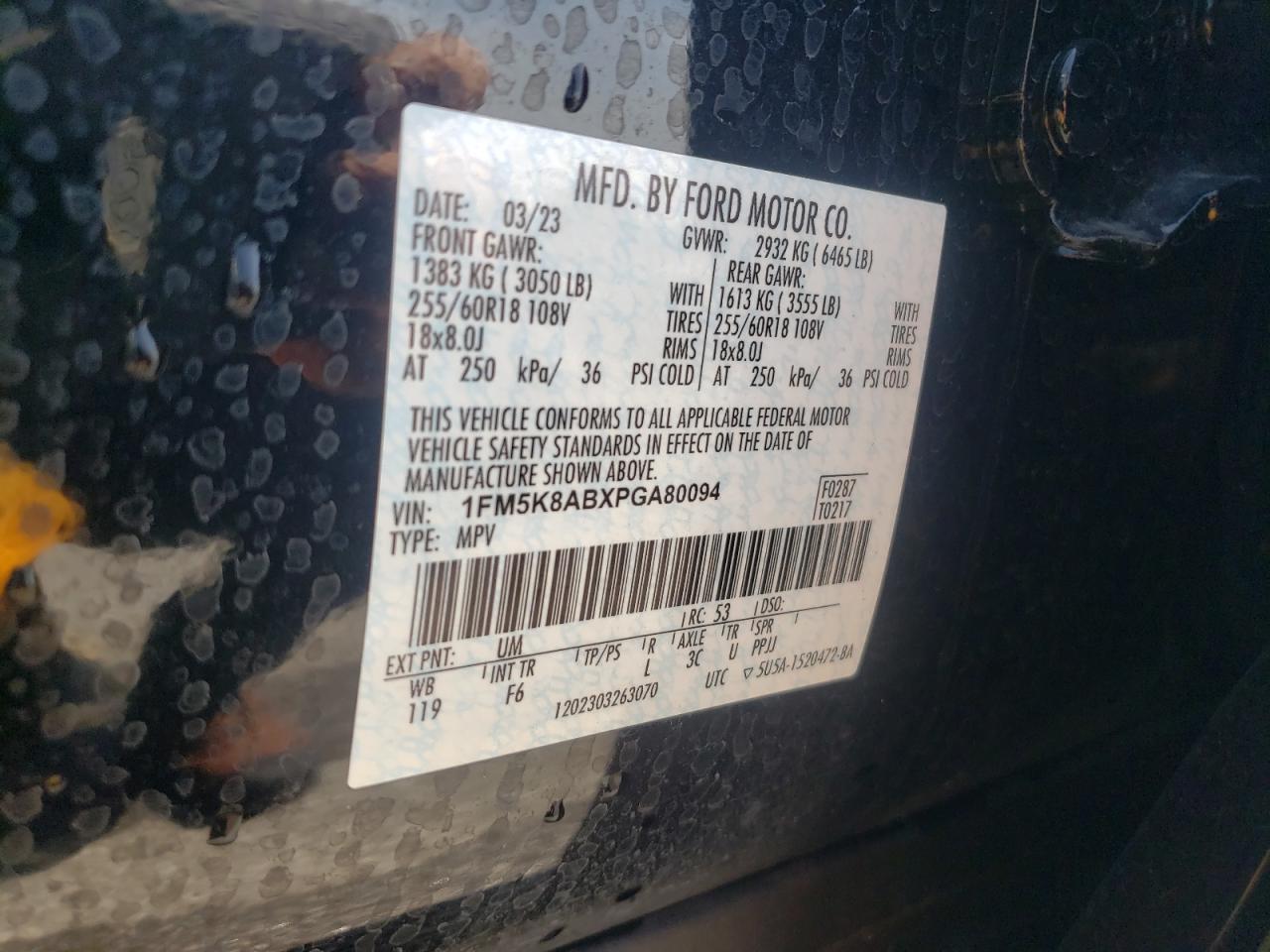 2023 Ford Explorer Police Interceptor VIN: 1FM5K8ABXPGA80094 Lot: 64540785