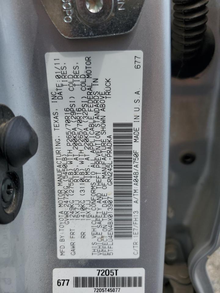 2011 Toyota Tacoma Double Cab VIN: 5TFLU4EN4BX013907 Lot: 63204005