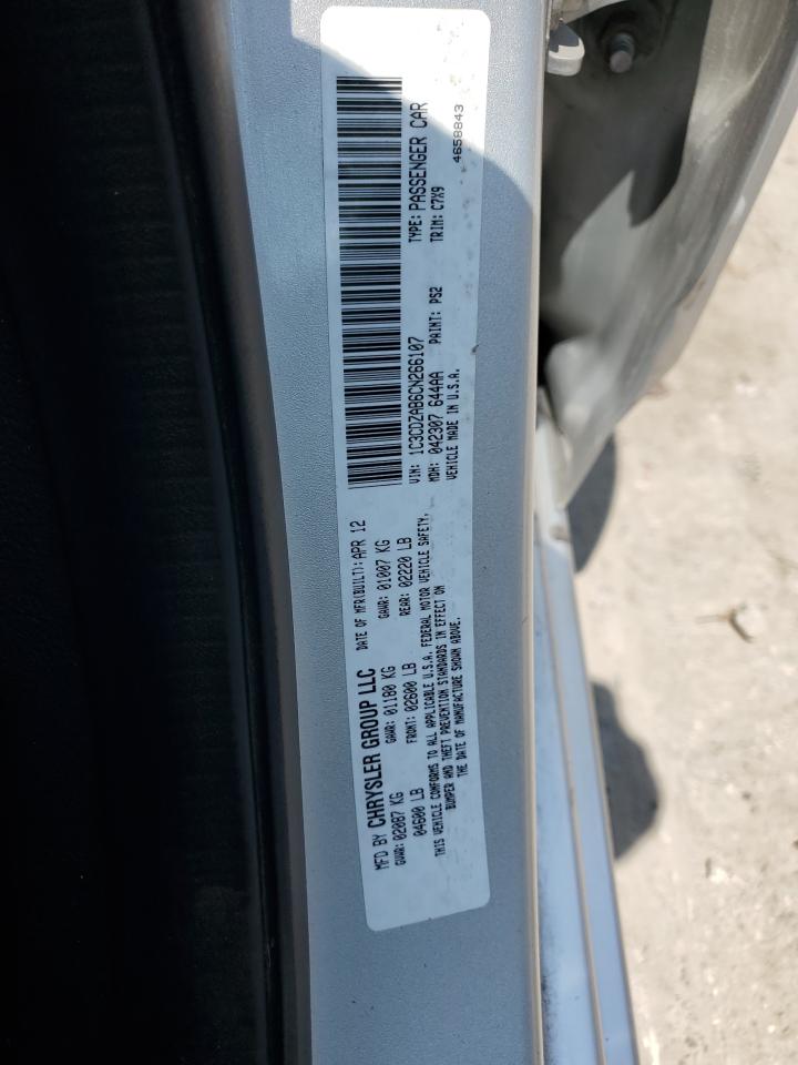 2012 Dodge Avenger Se VIN: 1C3CDZAB6CN266107 Lot: 65023945