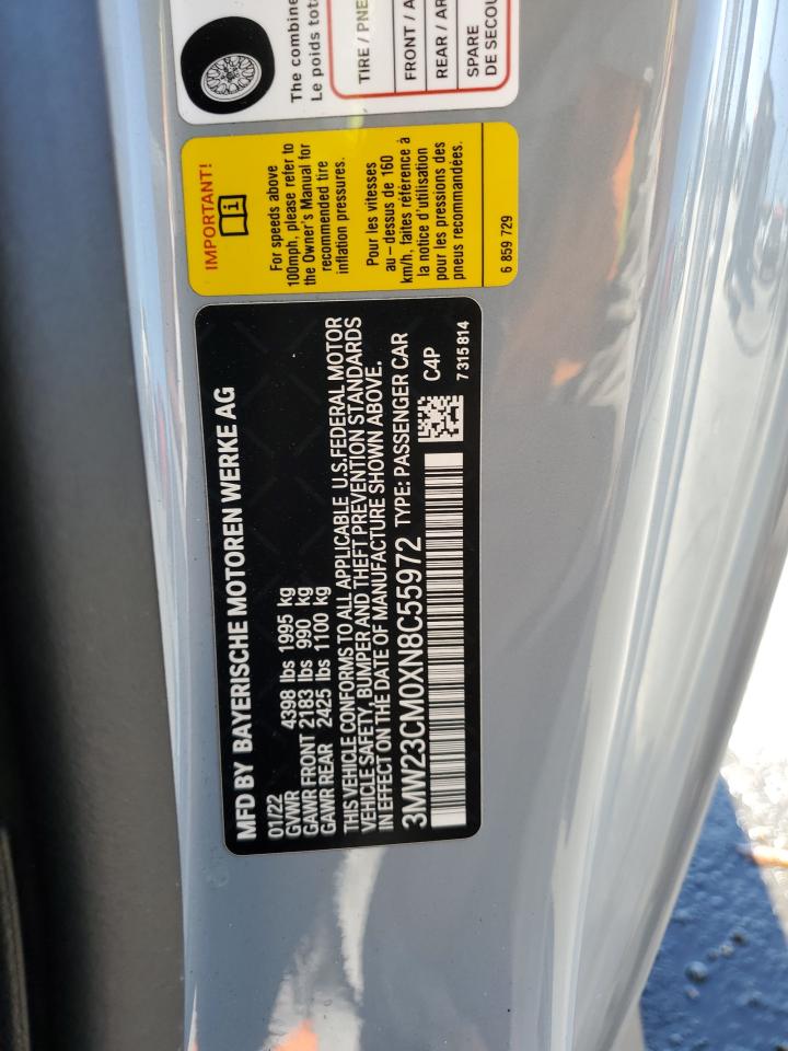 2022 BMW 230I VIN: 3MW23CM0XN8C55972 Lot: 64424755