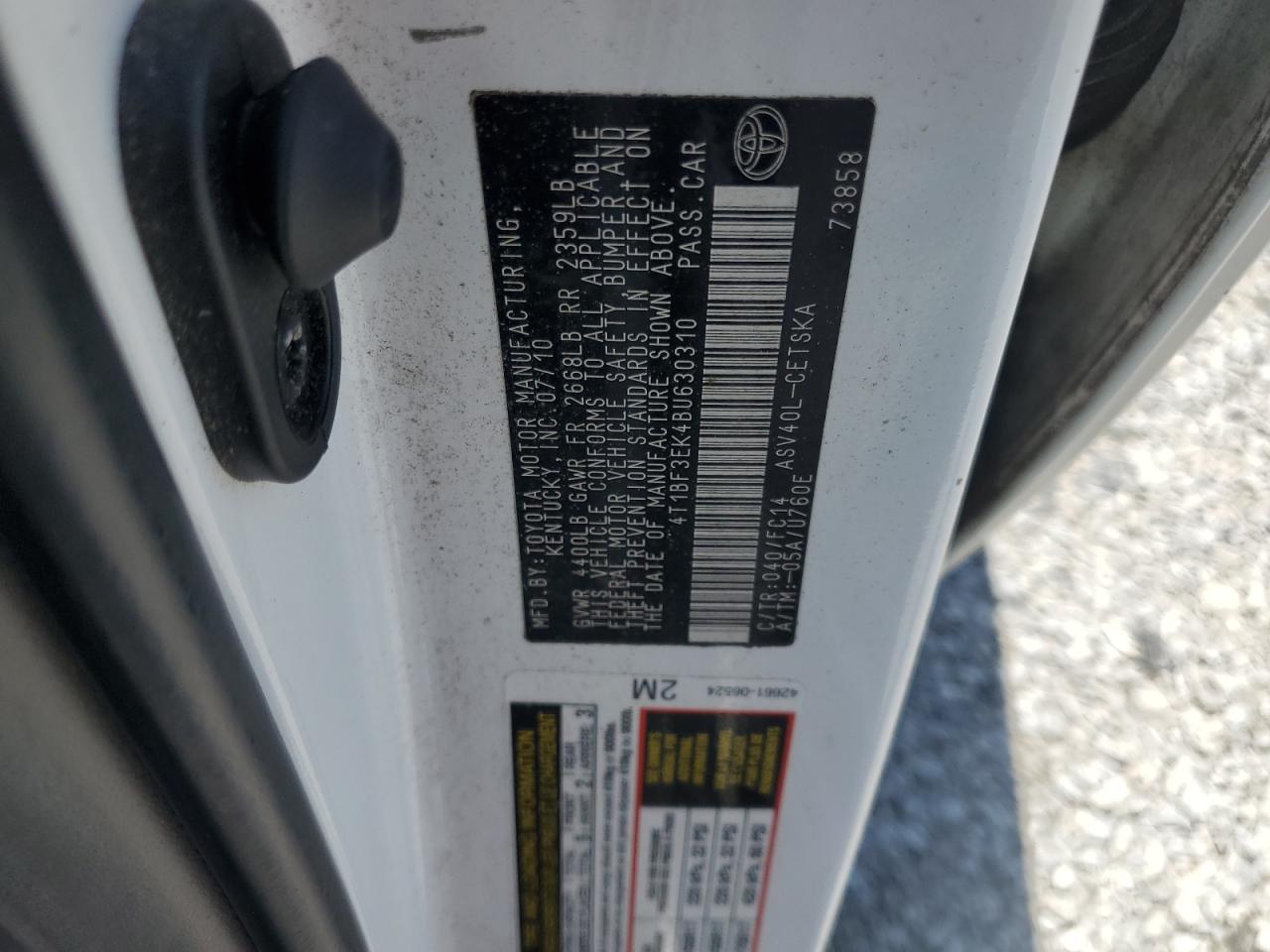 2011 Toyota Camry Base VIN: 4T1BF3EK4BU630310 Lot: 64554135
