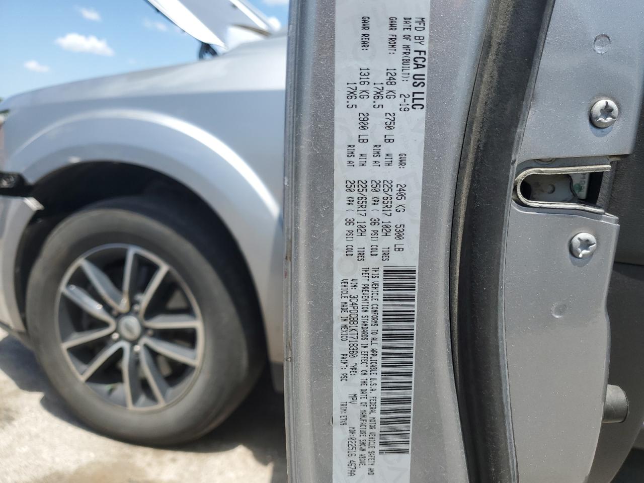2019 Dodge Journey Se VIN: 3C4PDCBB1KT718360 Lot: 63340275