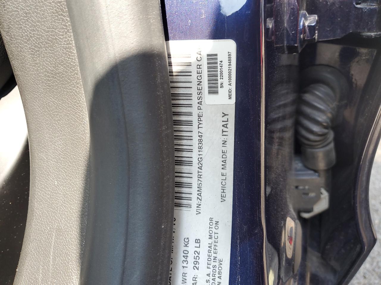 zam57rta2g1183847 ZAM57RTA2G1183847 2016 Maserati Ghibli S