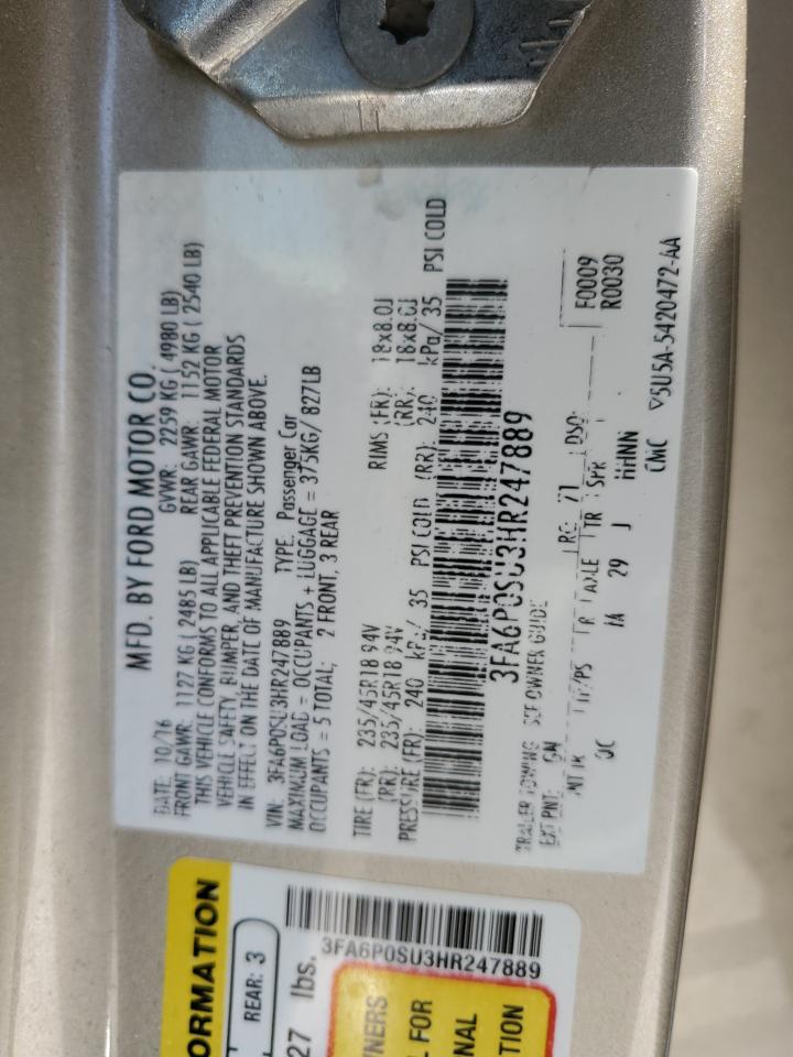 2017 Ford Fusion Titanium Phev VIN: 3FA6P0SU3HR247889 Lot: 65278515