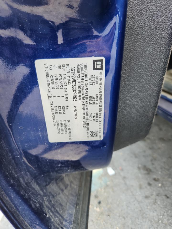 2012 GMC Sierra K1500 Slt VIN: 3GTP2WE76CG294926 Lot: 66489795