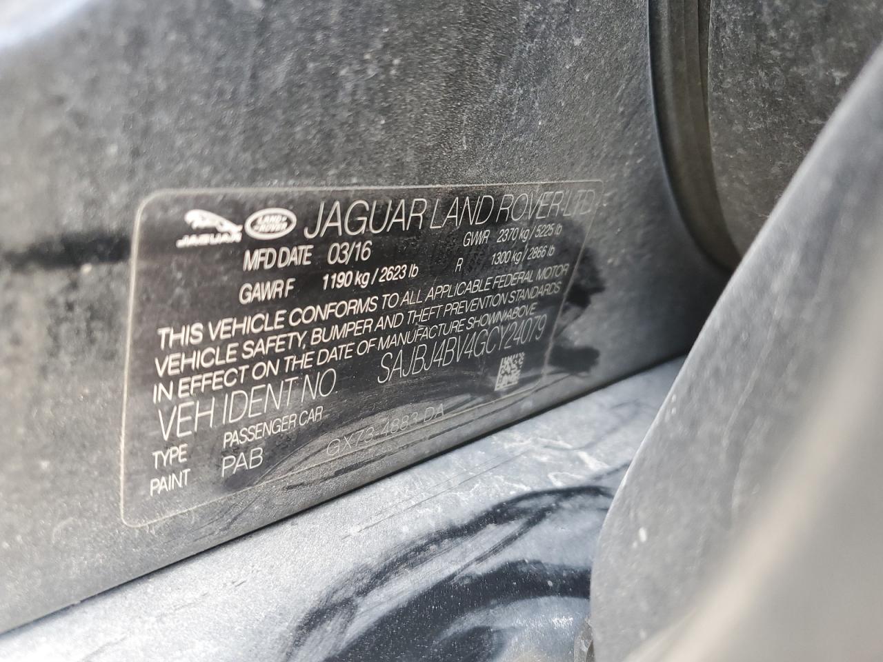 sajbj4bv4gcy24079 SAJBJ4BV4GCY24079 2016 Jaguar Xf Premium