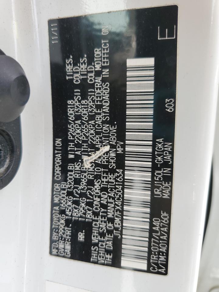 2012 Lexus Gx 460 VIN: JTJBM7FX4C5041634 Lot: 63746085
