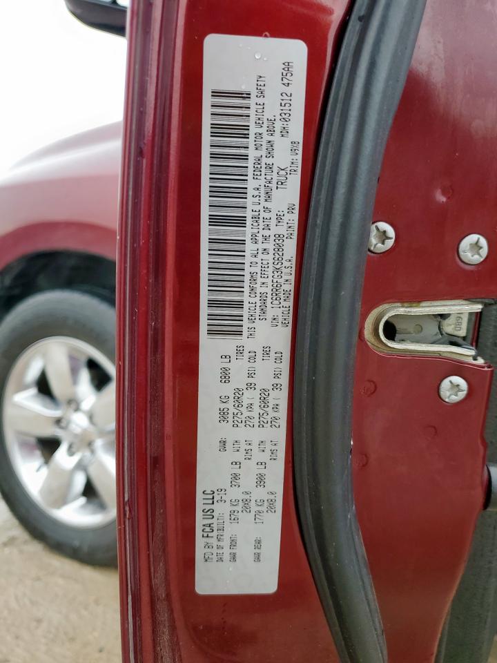 2019 Ram 1500 Classic Tradesman VIN: 1C6RR6FG3KS628038 Lot: 63520945