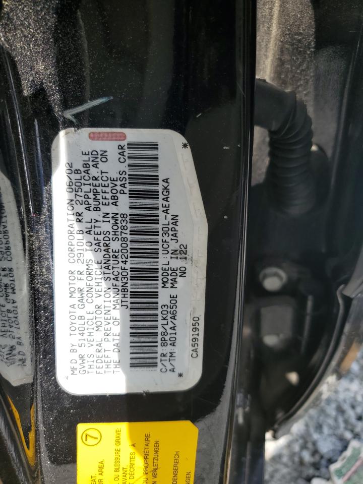 2002 Lexus Ls 430 VIN: JTHBN30F420087838 Lot: 63814215