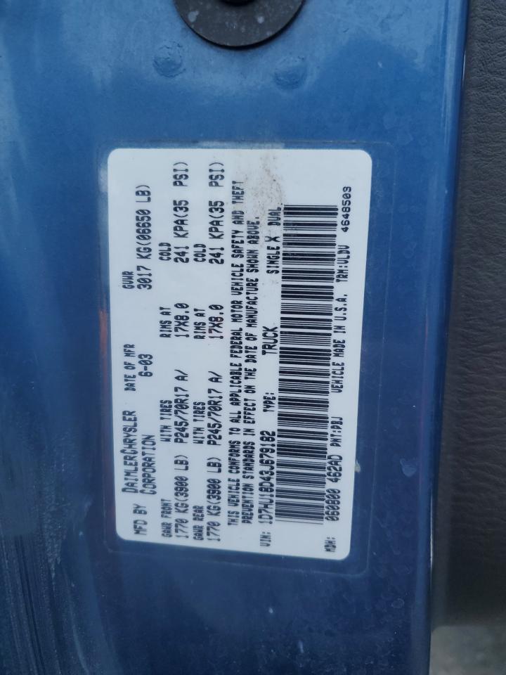 2003 Dodge Ram 1500 St VIN: 1D7HU18D43J679182 Lot: 63109225