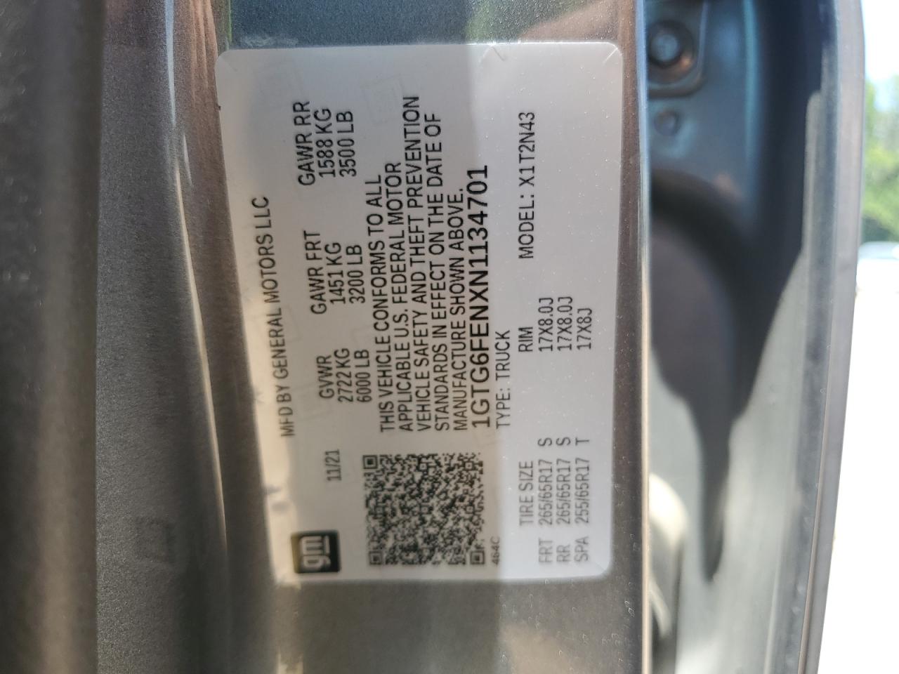 2022 GMC Canyon At4 VIN: 1GTG6FENXN1134701 Lot: 65636745
