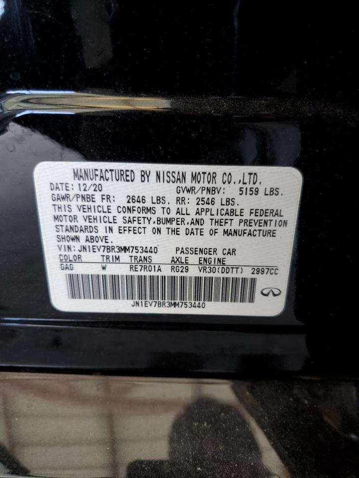 2021 Infiniti Q50 Luxe VIN: JN1EV7BR3MM753440 Lot: 66574925