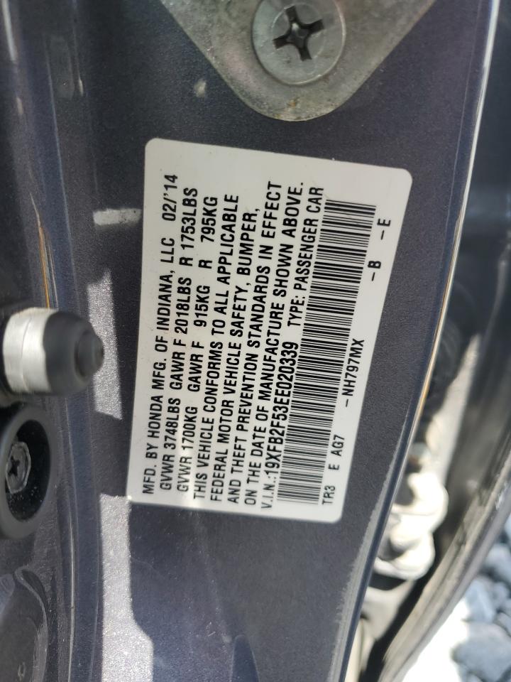 2014 Honda Civic Lx VIN: 19XFB2F53EE020339 Lot: 63657015