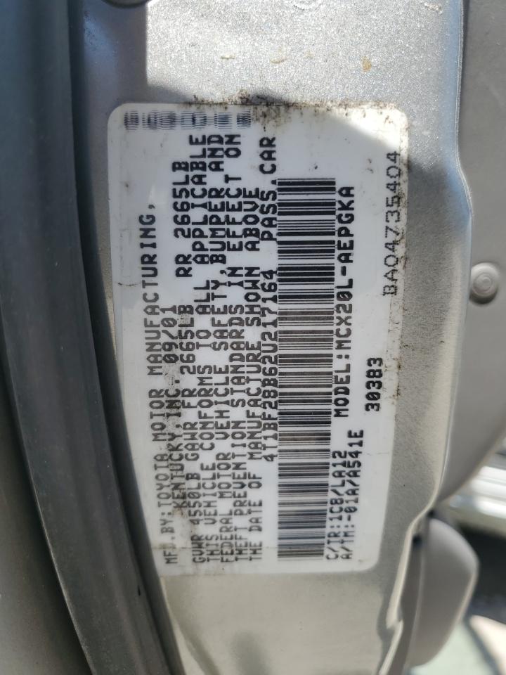 2002 Toyota Avalon Xl VIN: 4T1BF28B62U217164 Lot: 63559065