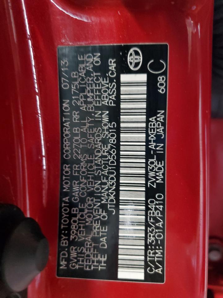 2013 Toyota Prius VIN: JTDKN3DU1D5678015 Lot: 63859345