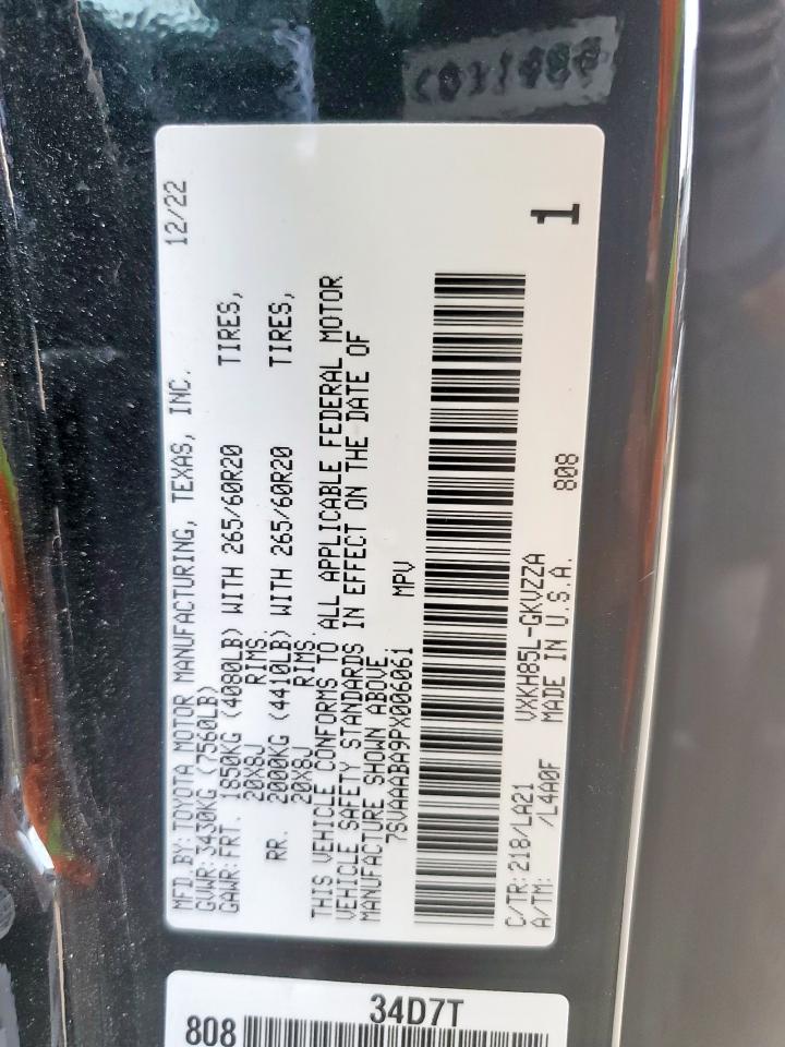 2023 Toyota Sequoia Sr5 VIN: 7SVAAABA9PX006061 Lot: 64246595