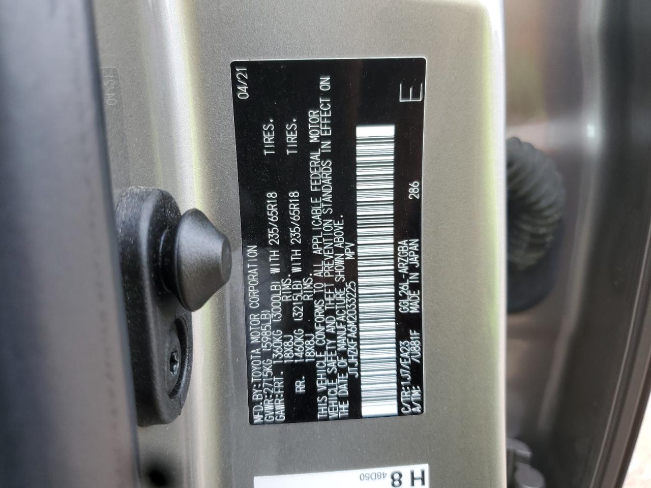 2021 Lexus Rx 350 L VIN: JTJHZKFA6M2033225 Lot: 64643775