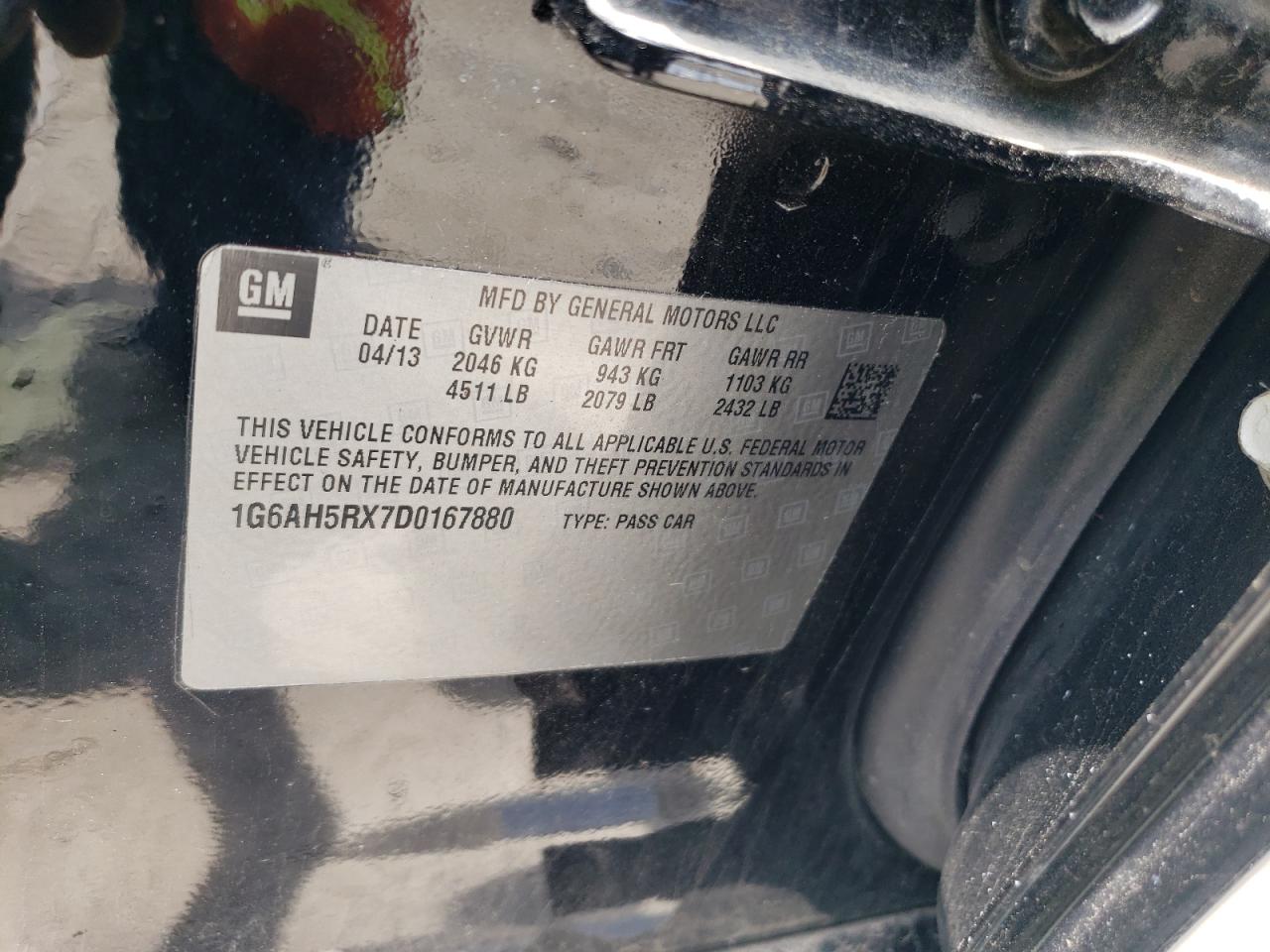 2013 Cadillac Ats Luxury VIN: 1G6AH5RX7D0167880 Lot: 64201185