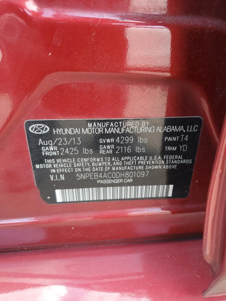 2013 Hyundai Sonata Gls VIN: 5NPEB4AC0DH801097 Lot: 64544185